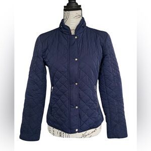 New York & Company Navy Blue Quilted Figure Flattering Jacket size XS